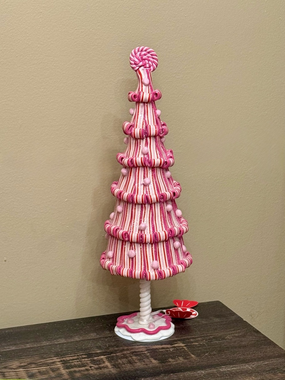 Pink Striped Holiday Table Tree - Decorative Home Accent